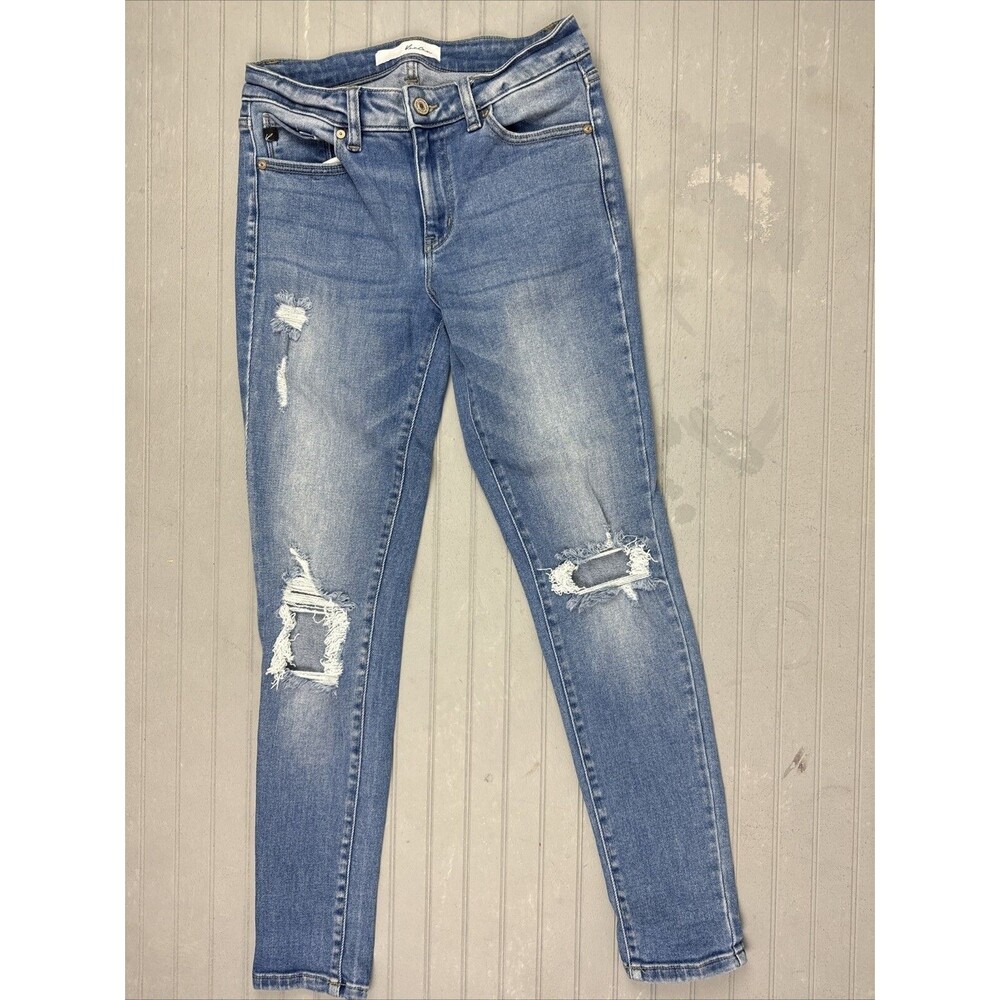 Kancan Size 2 25 Womens Jeans Low Rise Disress Skinny Stretch Light Wash